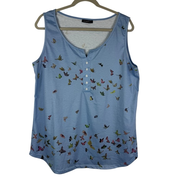 Just Fashion Now Butterfly Print Scoop Neck Sleeveless Tank Top Women's Large‎ - Picture 5 of 9